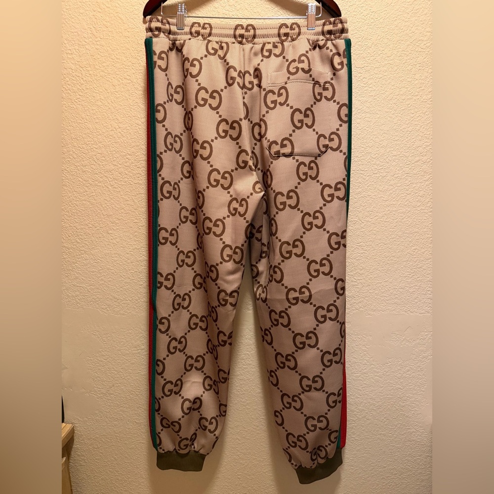 New Authentic Gucci GG Jumbo Logo Sweatpants Tan Brown XXL Waist 38 40 42 44 - Picture 10 of 16